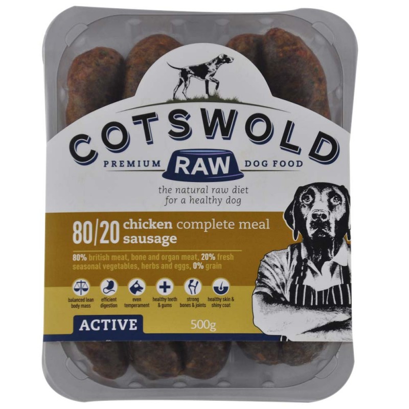 Chicken Sausages 80 20 Active 500g Cotswold RAW